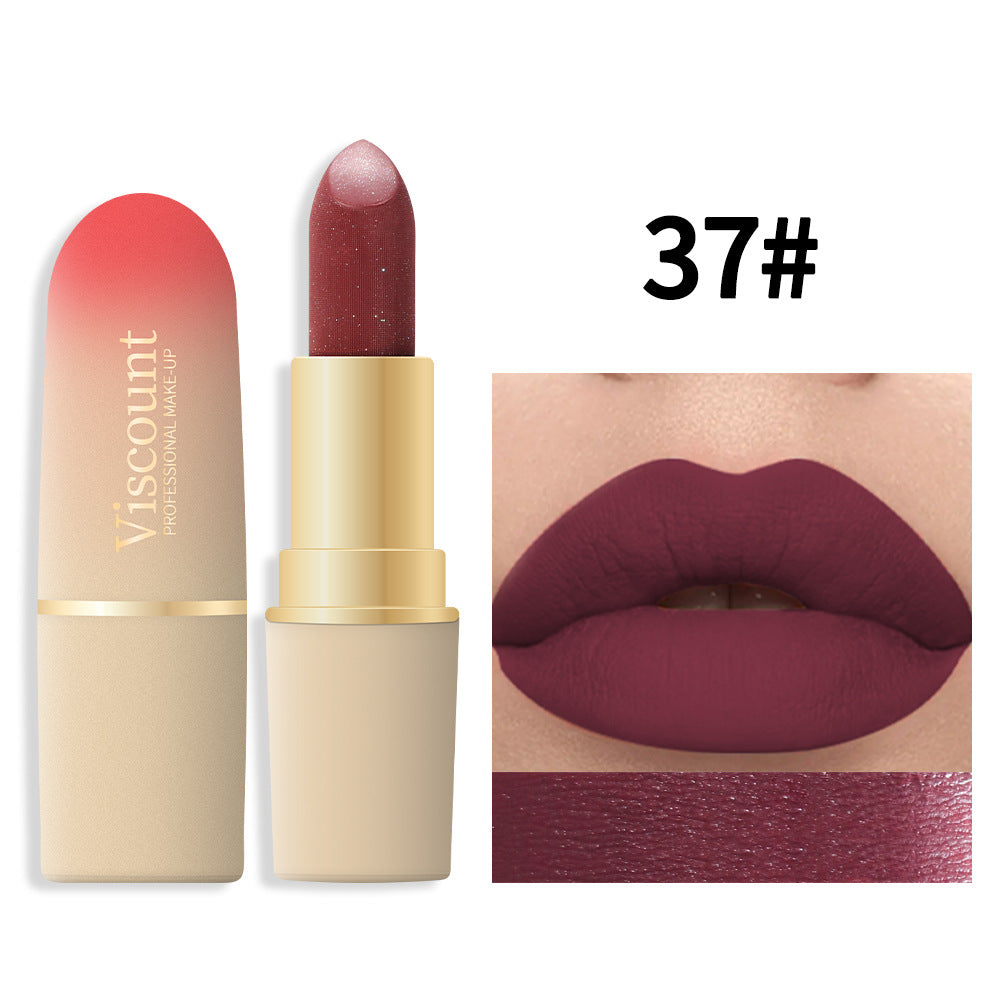 Waterproof And Durable Lipstick Velvet Fine Glitter Matte Lip And Cheek Dual-Use Lipstick