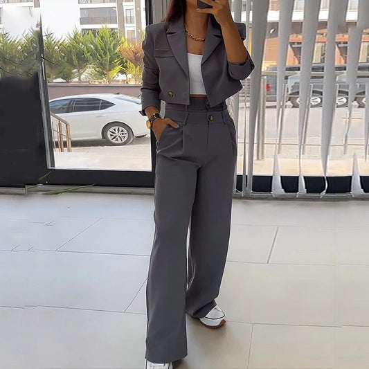 Suit Short Top Casual Pants Suit