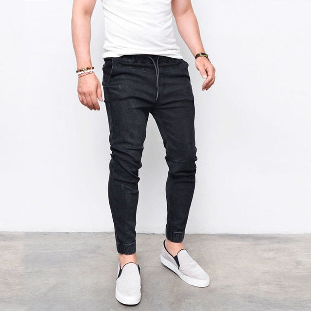 Envmenst Brand Fashion Men's Harem Jeans Washed Feet Shinny Denim Pants Hip Hop Sportswear Elastic Waist Joggers Pants