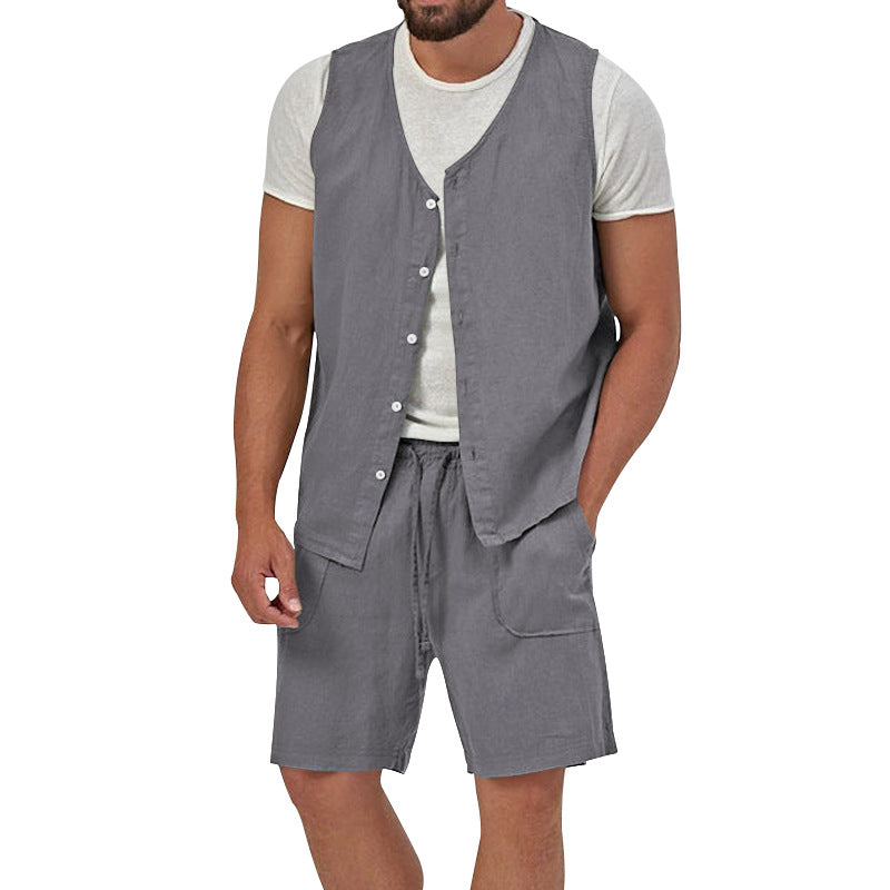 Men's Solid Color Fashion Vest Casual Suit