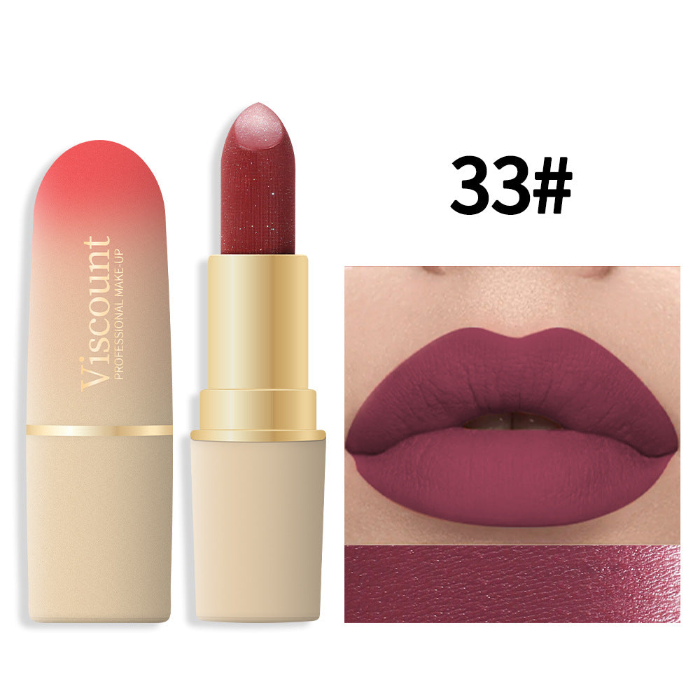 Waterproof And Durable Lipstick Velvet Fine Glitter Matte Lip And Cheek Dual-Use Lipstick