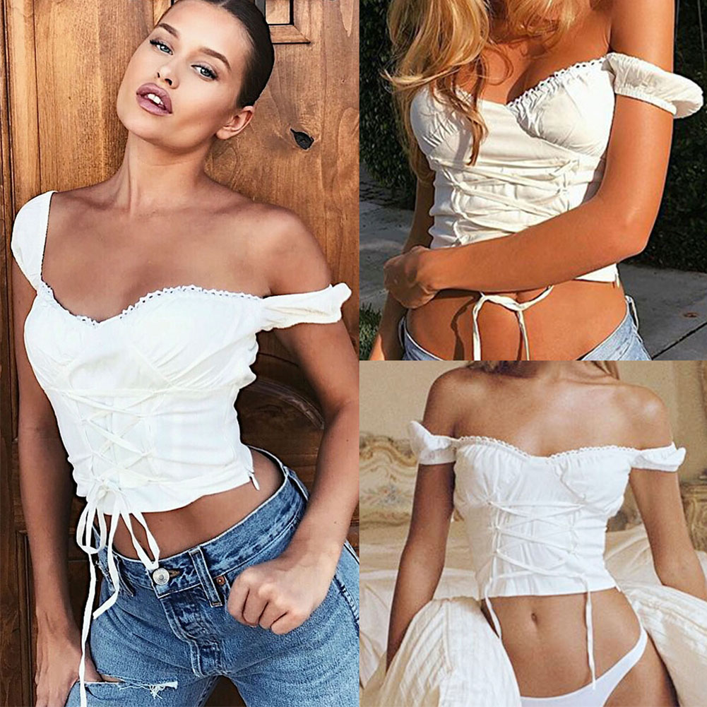 American Retro Square Collar Girl Cute Ruffled Short Waist-controlled Lace-up White Shirt