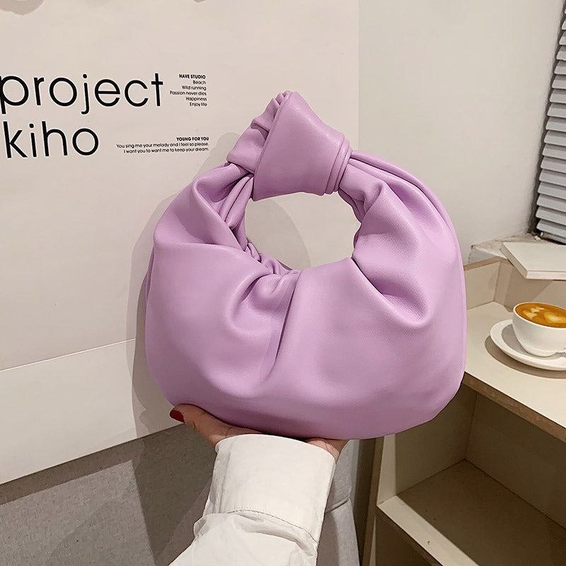 Autumn new fashion simple handbag high end niche design pleated cloud bag