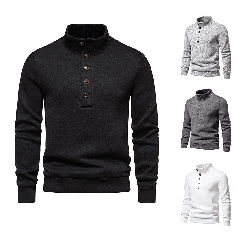 Men's Turtleneck Buttons Pullover Casual Loose