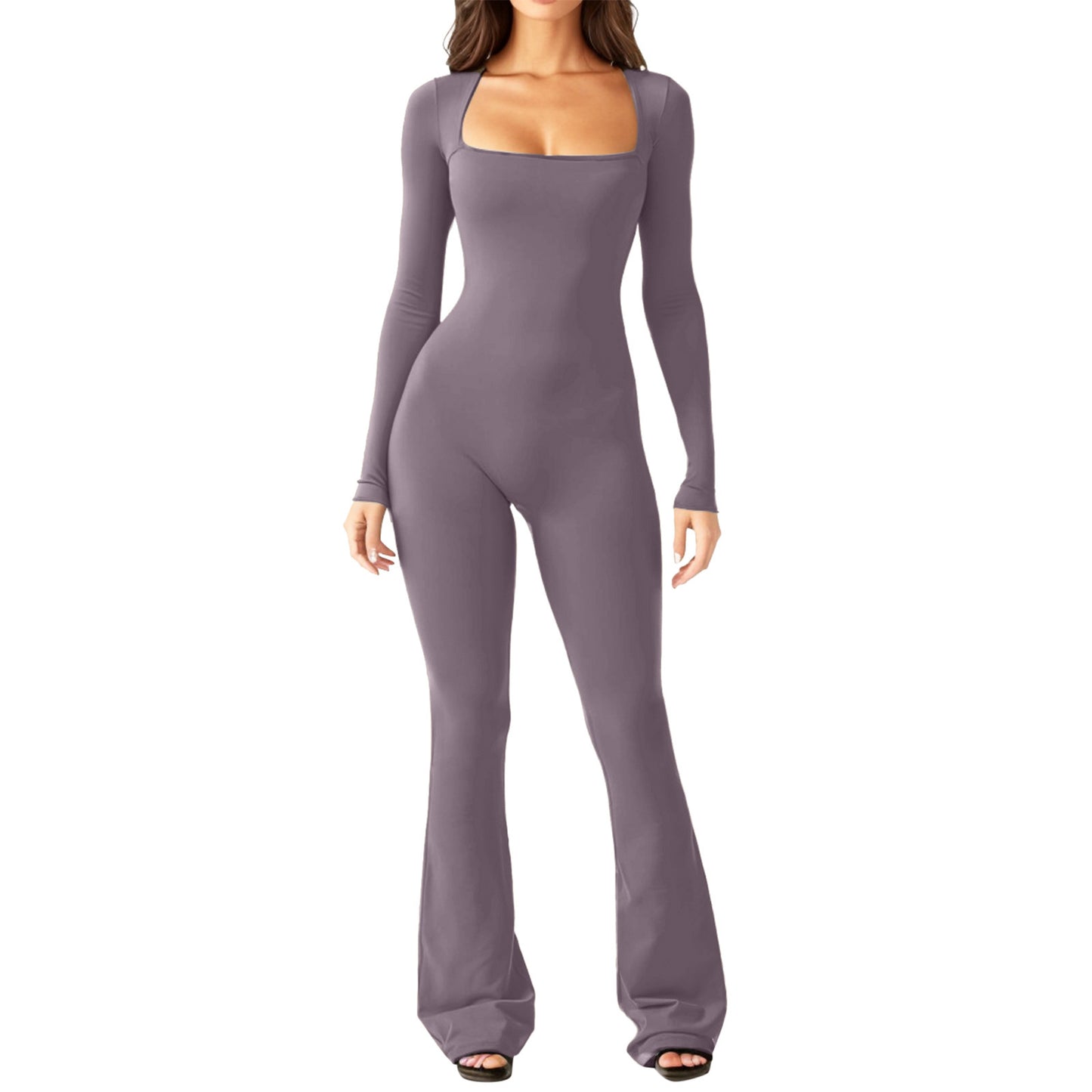 Women's Fashion Casual Long Sleeve Belly-contracting Jumpsuit