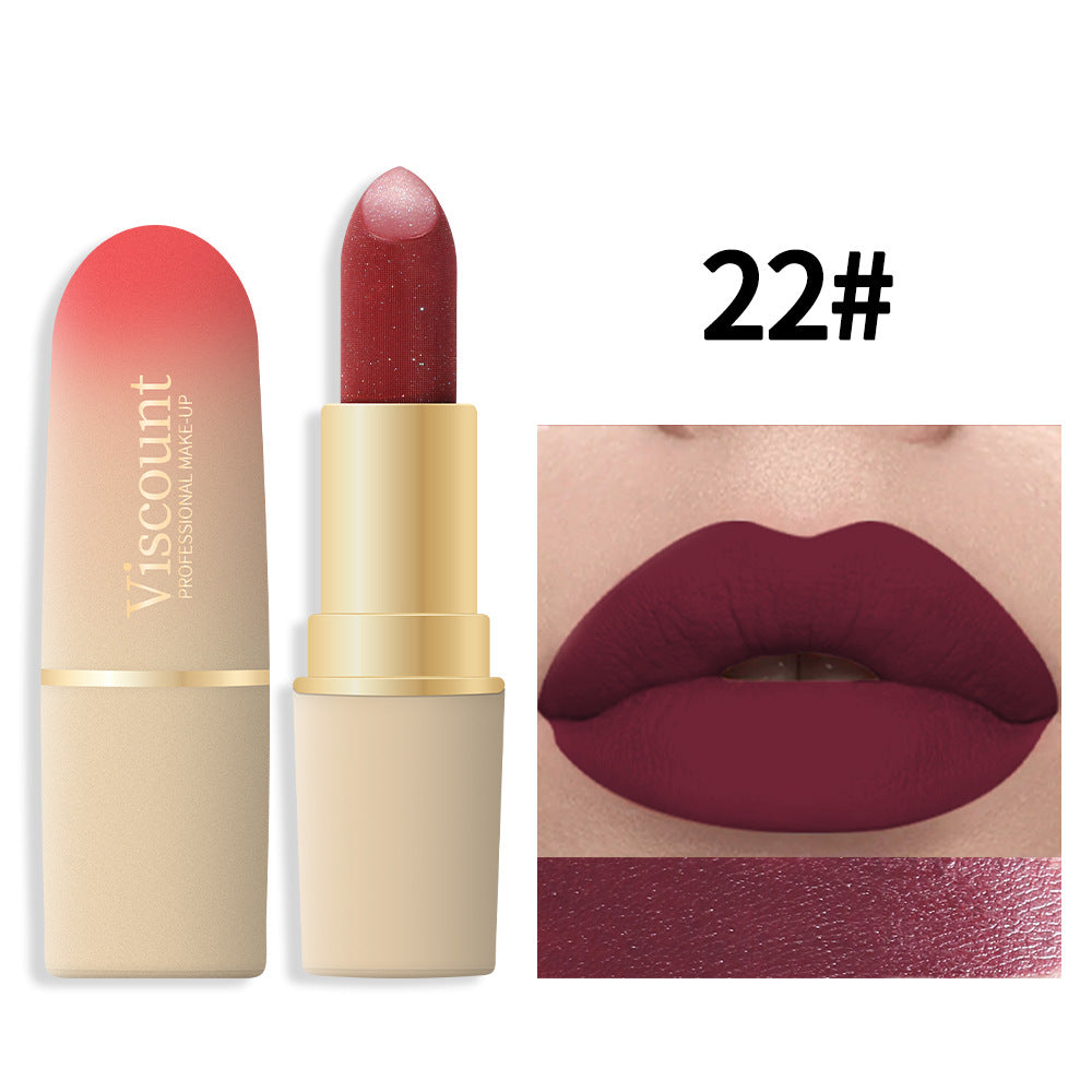 Waterproof And Durable Lipstick Velvet Fine Glitter Matte Lip And Cheek Dual-Use Lipstick