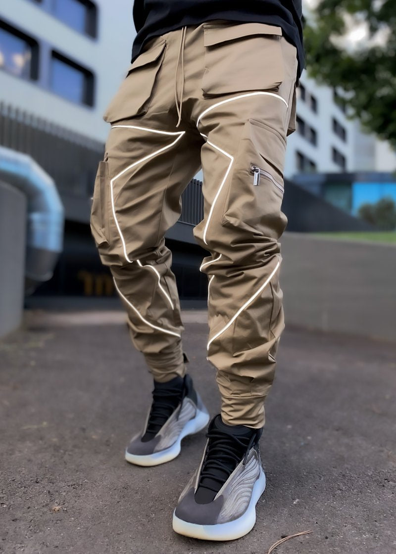 Spring and autumn new casual pants male Korean version of the trendy brand multi-bag overalls loose straight-leg pants outdoor running trousers