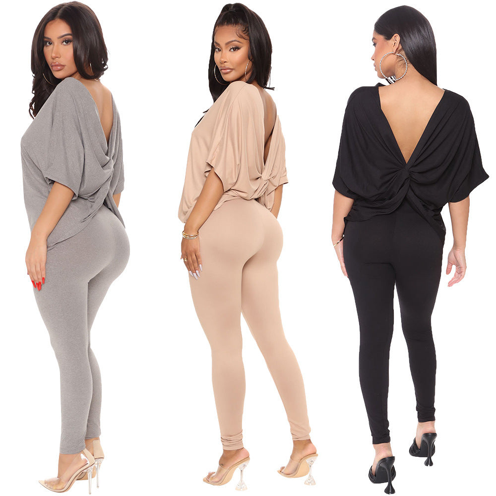 Sexy Batwing Sleeve Ladies Two-piece Set