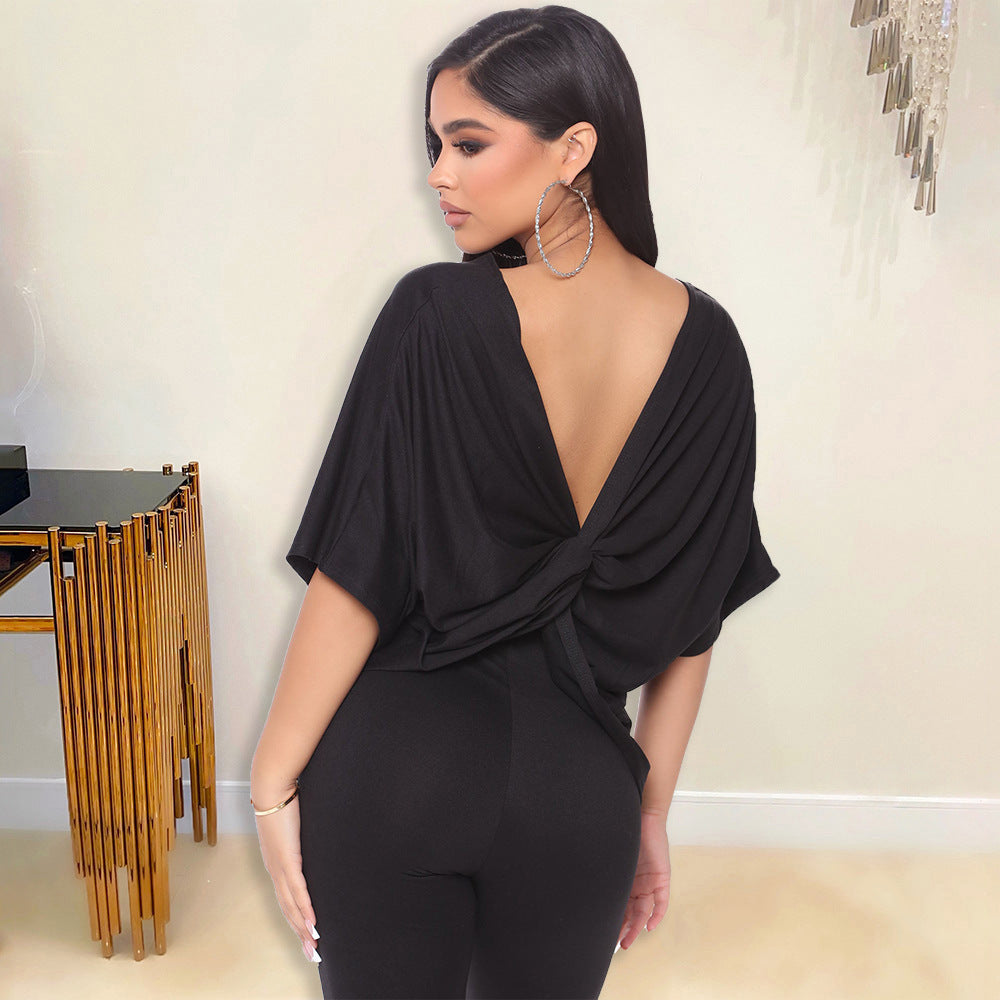 Sexy Batwing Sleeve Ladies Two-piece Set