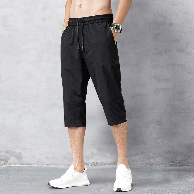 Ice Silk Capris Men's Summer Thin Trendy Men's Octagon Casual Sports Shorts Ins Loose 78cm Pants Men's