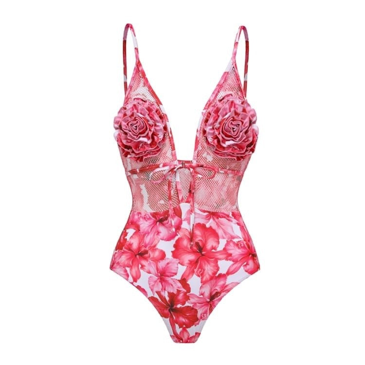 Close fitting fashionable design one-piece swimsuit, women's printed swimsuit