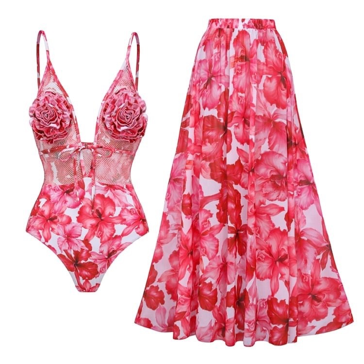 Close fitting fashionable design one-piece swimsuit, women's printed swimsuit