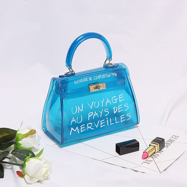 Clear Transparent PVC Shoulder Bags Women Candy Color Women Jelly Bags Purse Solid Color Handbags