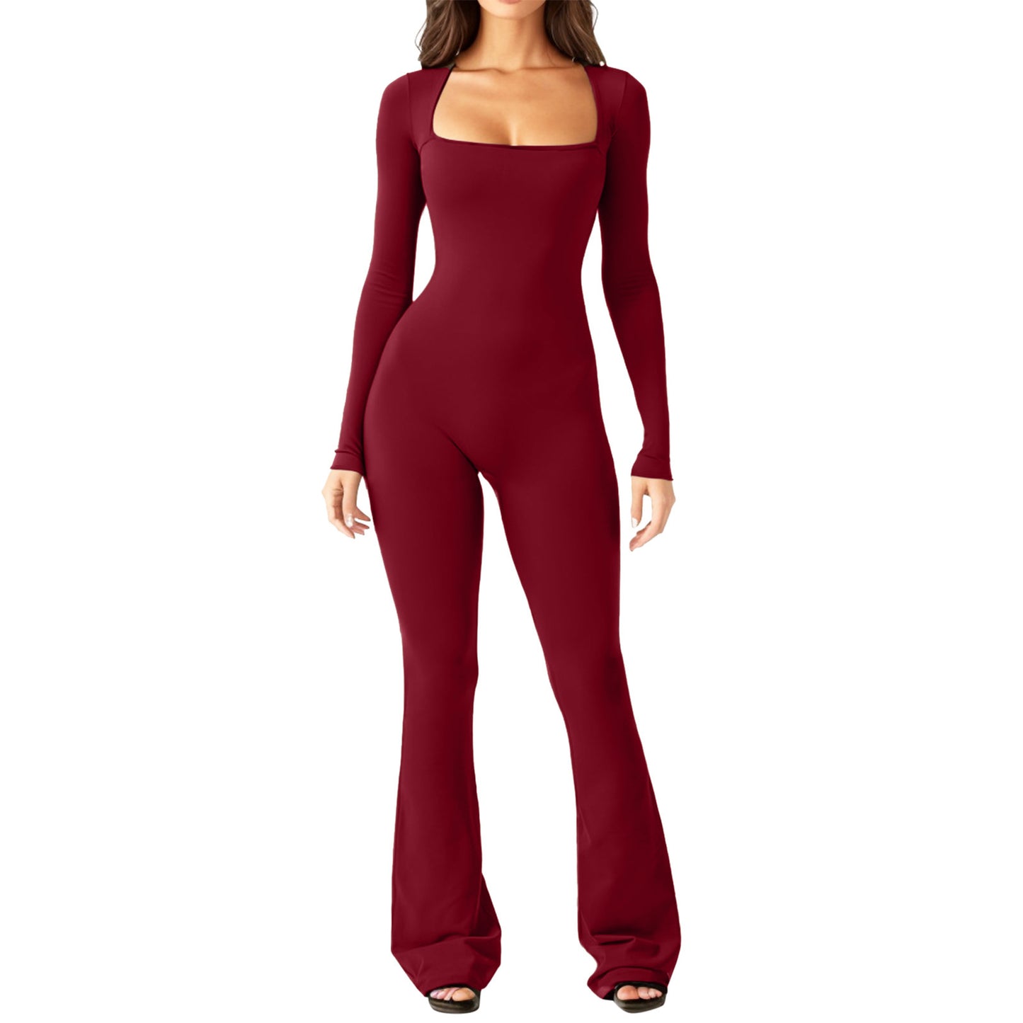 Women's Fashion Casual Long Sleeve Belly-contracting Jumpsuit