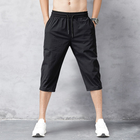 Ice Silk Capris Men's Summer Thin Trendy Men's Octagon Casual Sports Shorts Ins Loose 78cm Pants Men's