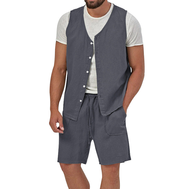 Men's Solid Color Fashion Vest Casual Suit