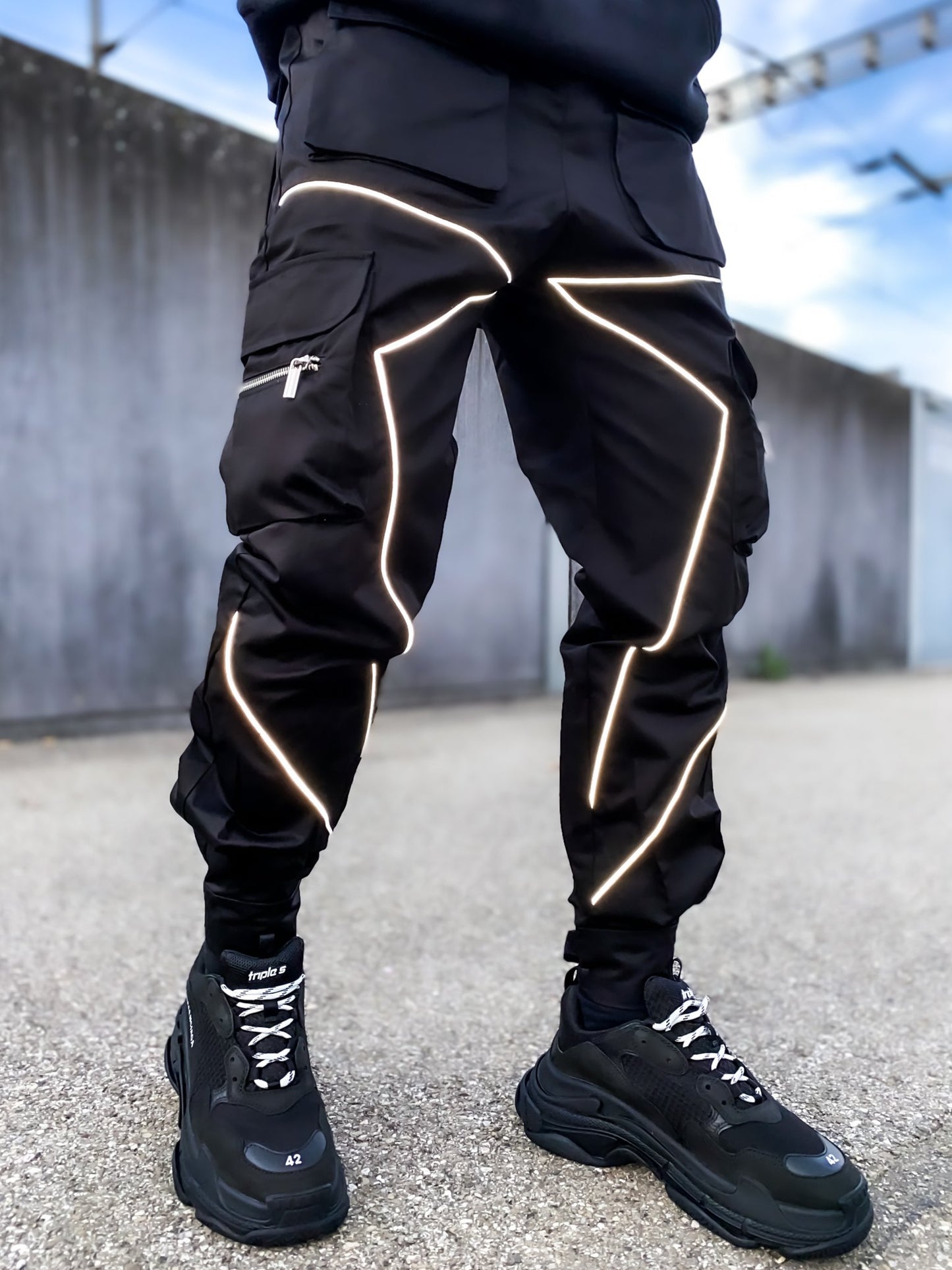 Spring and autumn new casual pants male Korean version of the trendy brand multi-bag overalls loose straight-leg pants outdoor running trousers