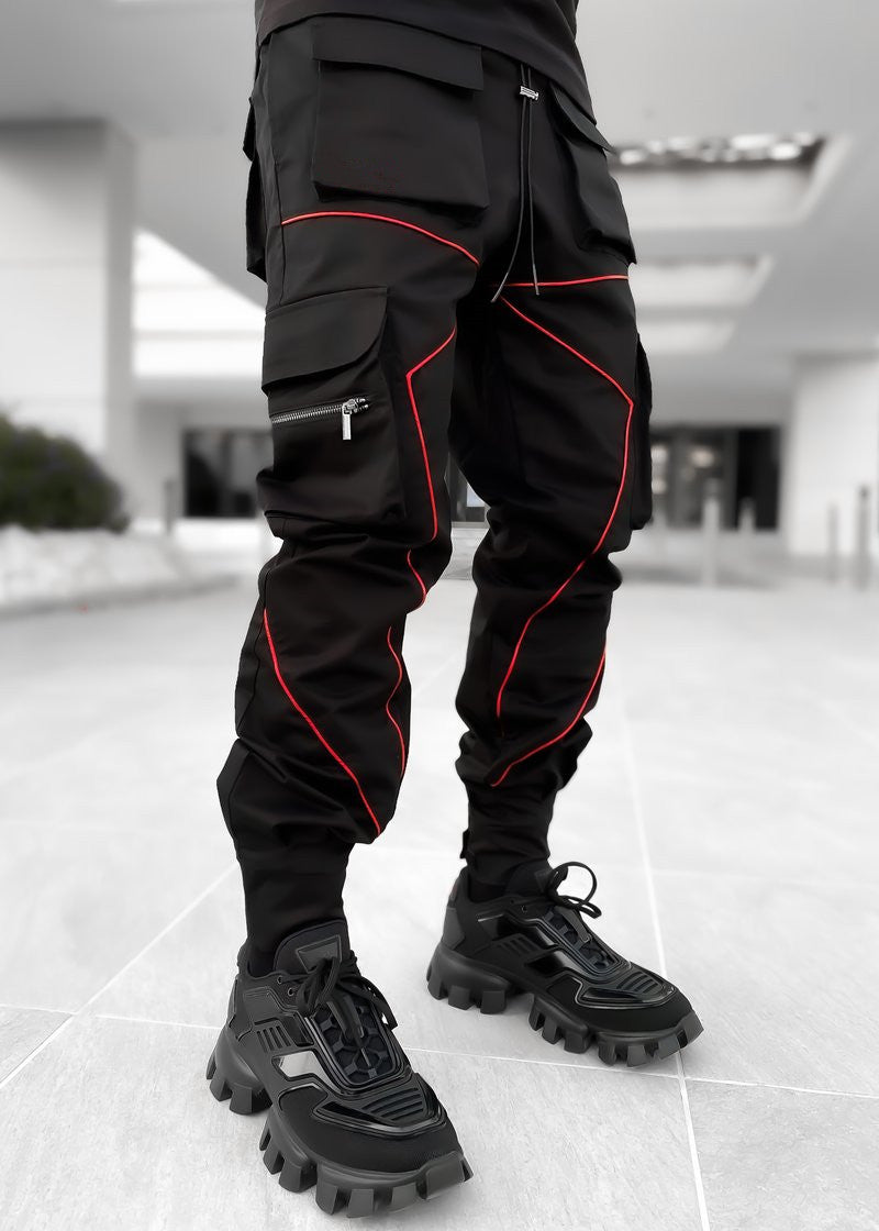 Spring and autumn new casual pants male Korean version of the trendy brand multi-bag overalls loose straight-leg pants outdoor running trousers