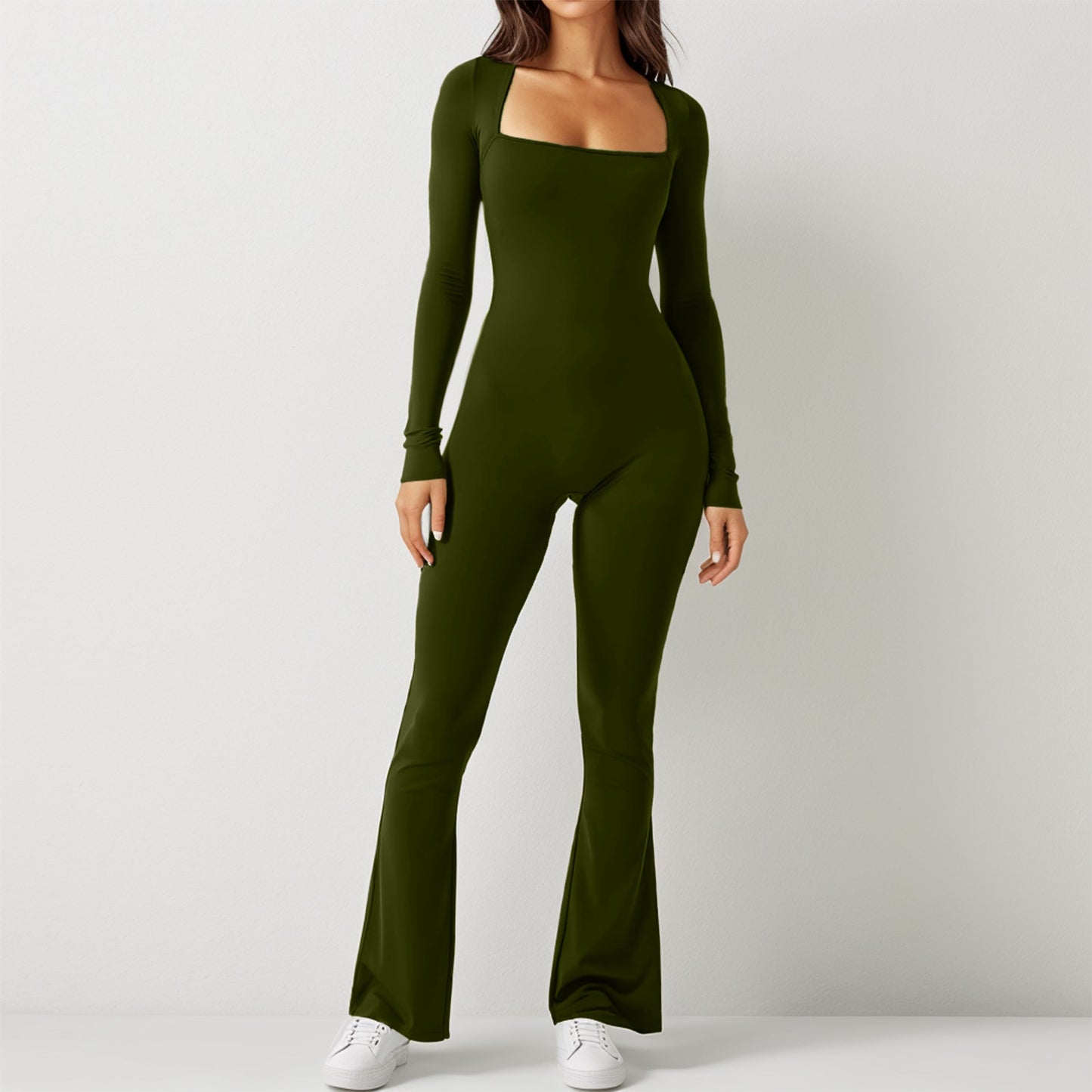 Women's Fashion Casual Long Sleeve Belly-contracting Jumpsuit