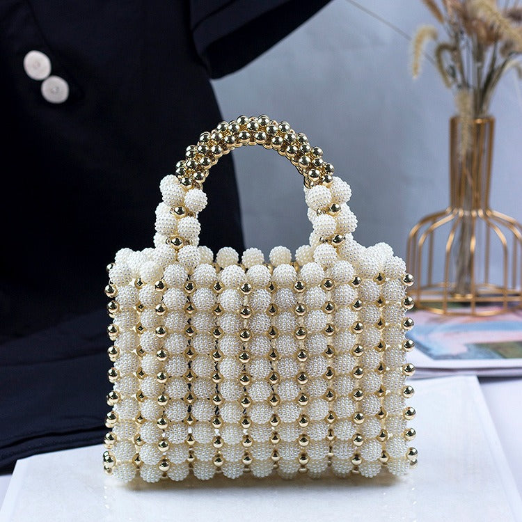 Bayberry Ball Pearl Dinner Dress Handbag Handwoven Niche Design Beaded Bayberry Square Bag