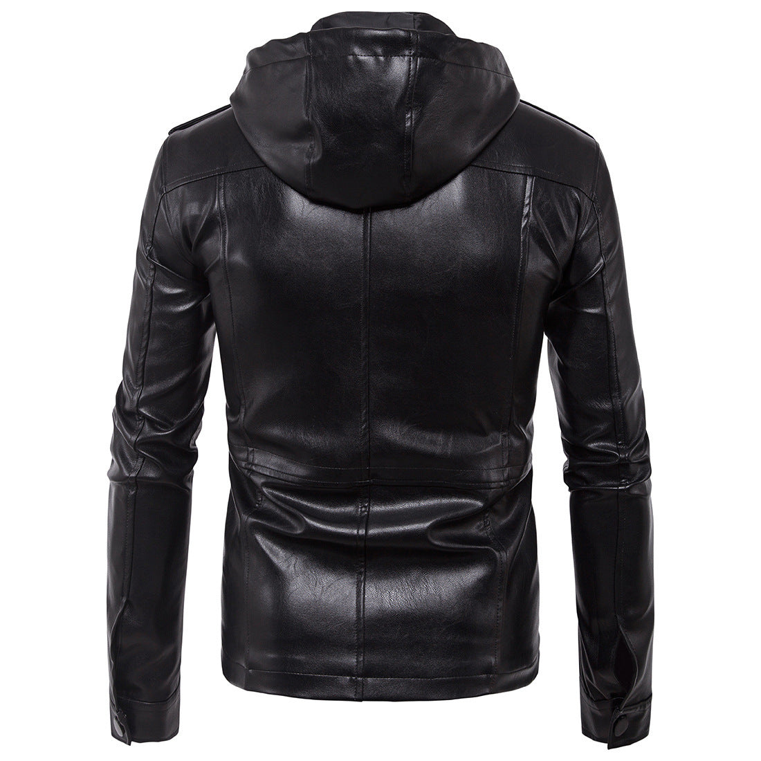 New European And American Men's Motorcycle Hooded Leather Jacket