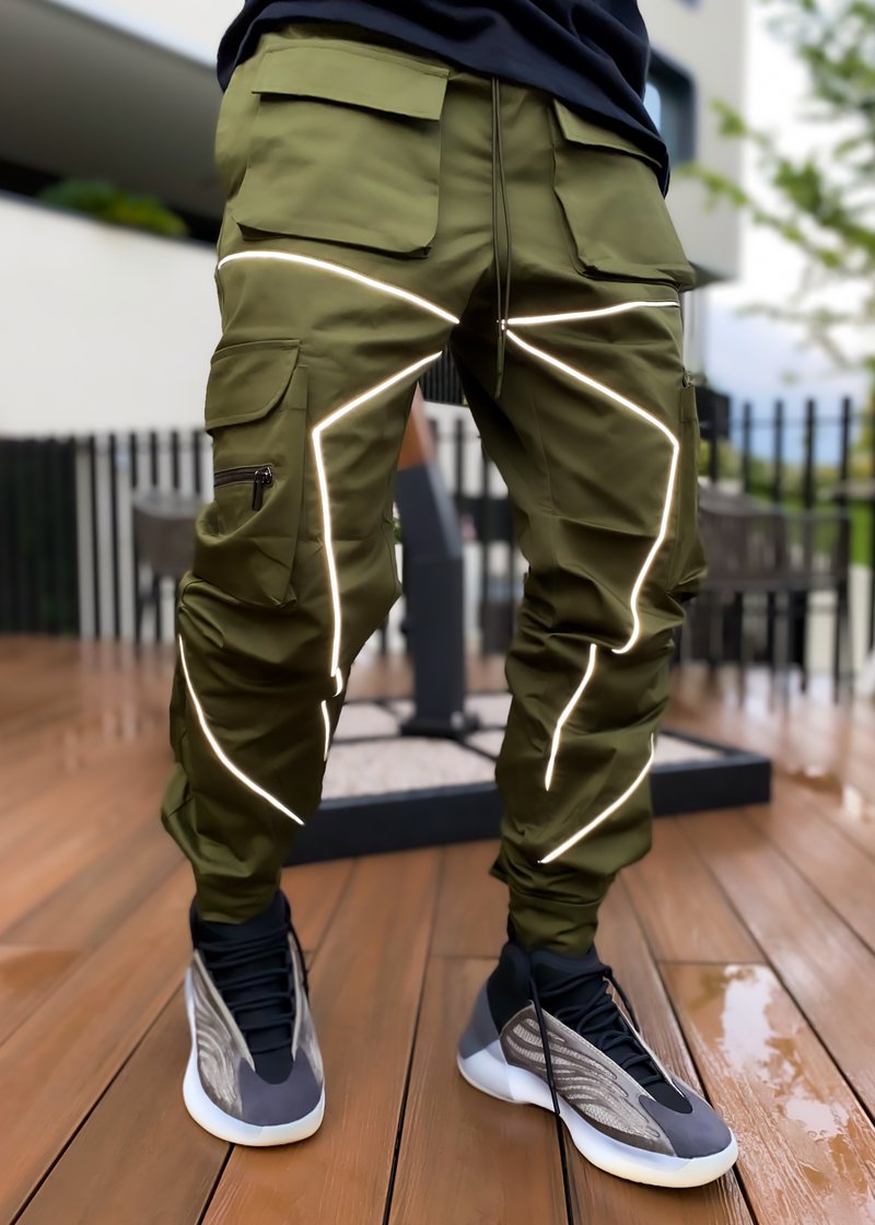 Spring and autumn new casual pants male Korean version of the trendy brand multi-bag overalls loose straight-leg pants outdoor running trousers