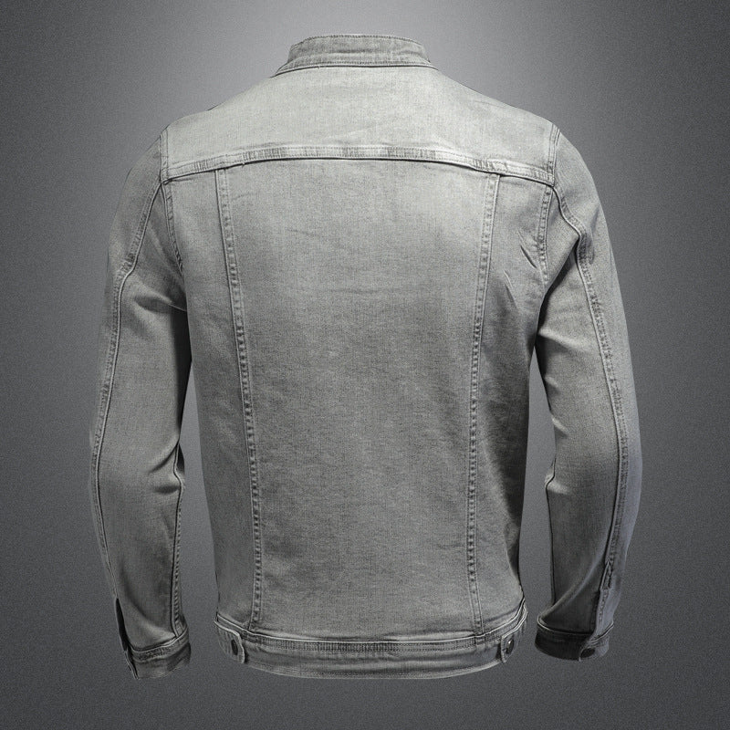 High Quality Stretch Zipper Denim Jacket Men