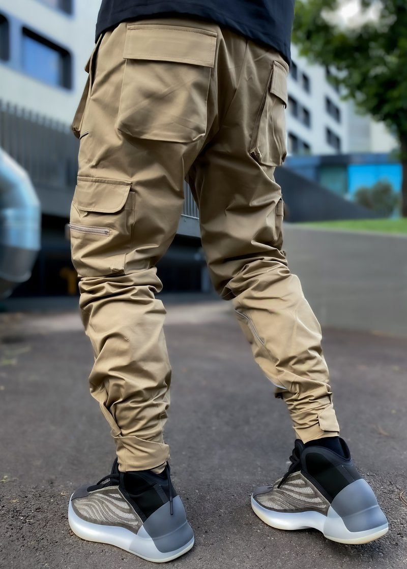 Spring and autumn new casual pants male Korean version of the trendy brand multi-bag overalls loose straight-leg pants outdoor running trousers