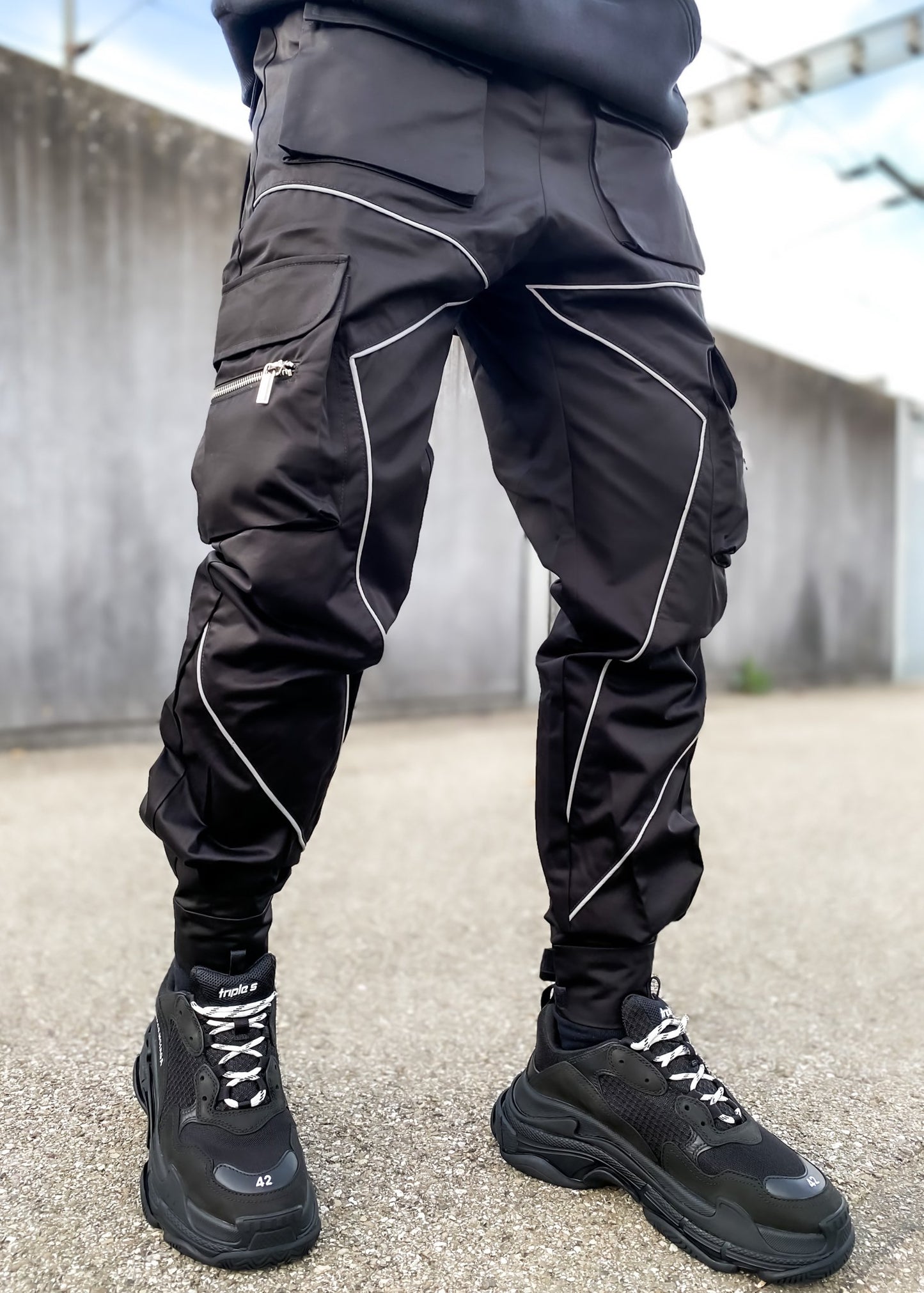 Spring and autumn new casual pants male Korean version of the trendy brand multi-bag overalls loose straight-leg pants outdoor running trousers