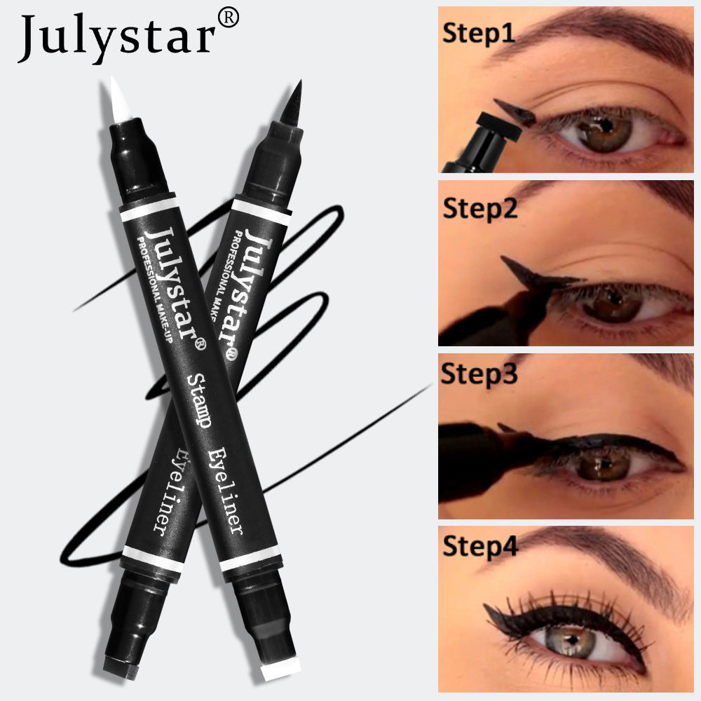 White Eyeliner Liquid Eyeliner Waterproof Non-Staining Cool Black Double-Ended Seal Eyeliner