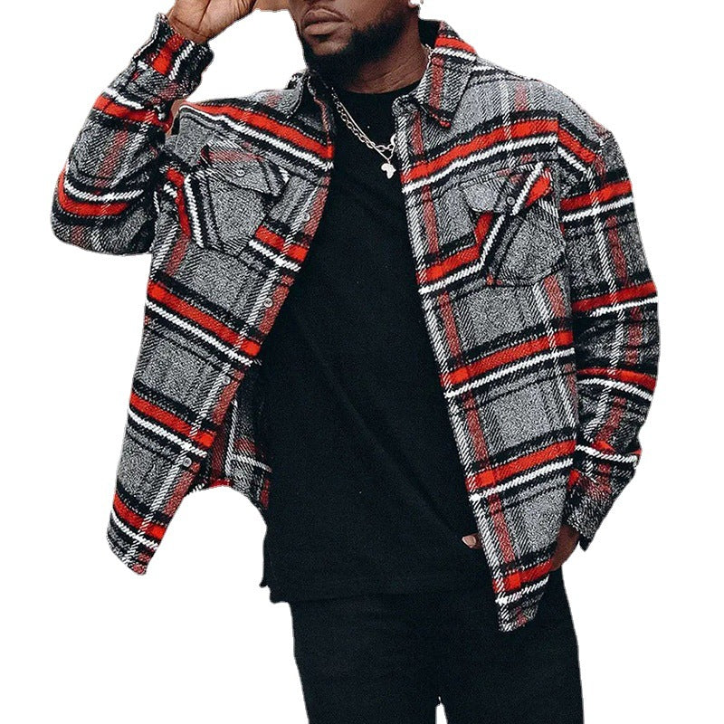 Men's Fashion Casual Plaid Jacket Top