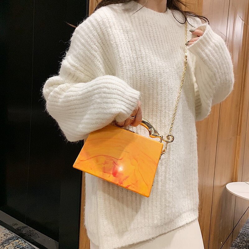 Acrylic Box Handbags for Women New Color Fashion Evening Square Bag Female Unusual High Quality Luxury Shoulder Bag Woman