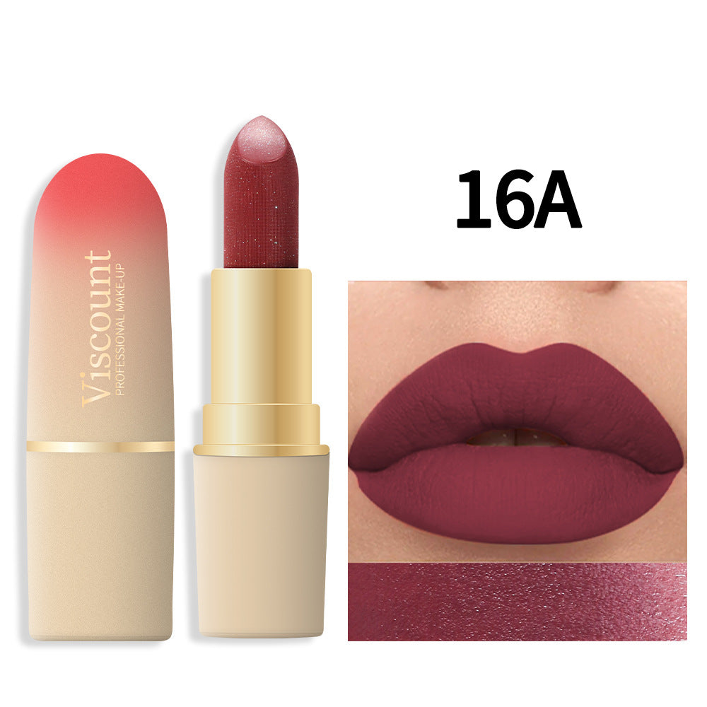 Waterproof And Durable Lipstick Velvet Fine Glitter Matte Lip And Cheek Dual-Use Lipstick