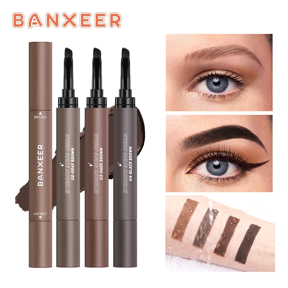 BANXEER Eyebrow Pomade Brow Gel Creamy 4 Colors Natural Waterproof Long Lasting Highly Tint Eyebrow Shade With Brush Makeup