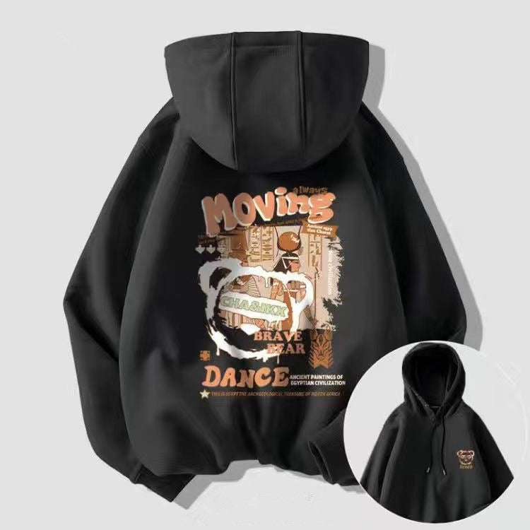 Korean Version Hooded Bear Sweatshirt For Men In Autumn and Winter, New Printed Loose Casual Trend For Young Men, Top and Coat