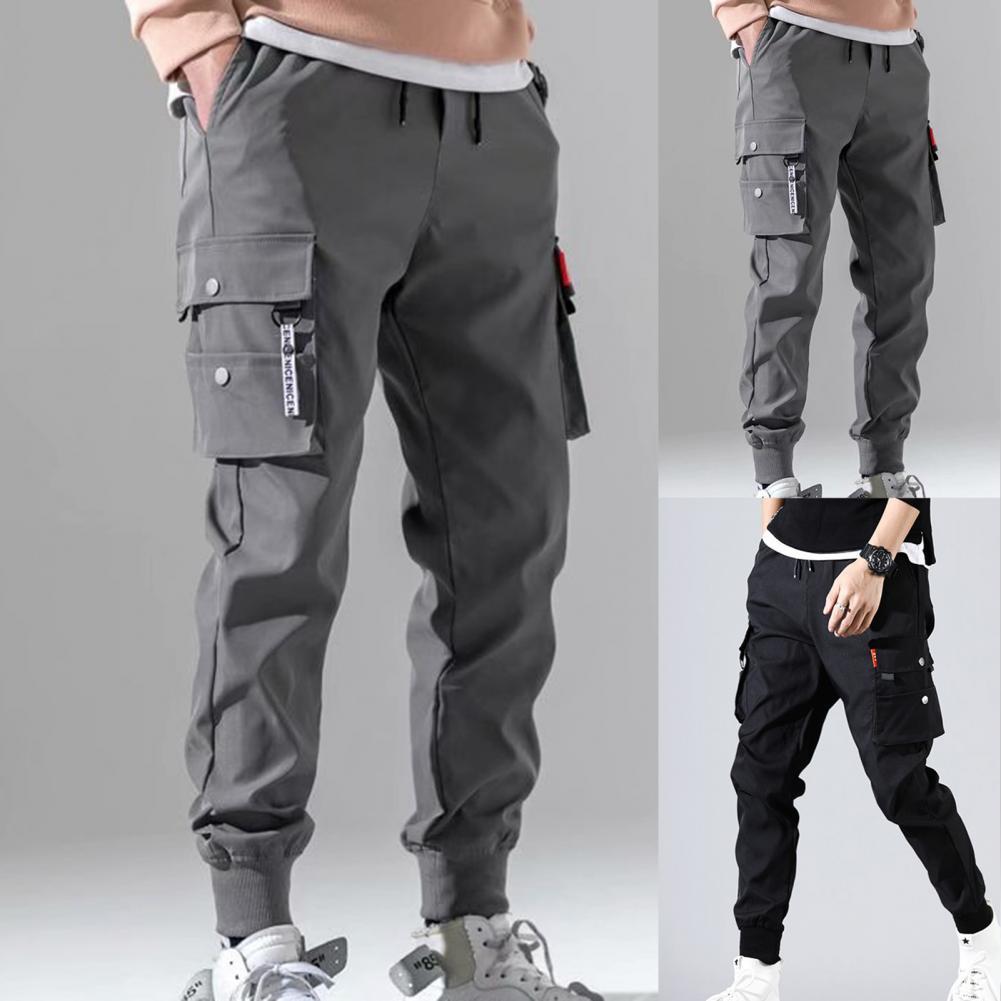 Autumn Men Pants Hip Hop Harem Joggers Pants New Male Trousers Mens Solid Multi-pocket Cargo Pants Skinny Fit Sweatpants