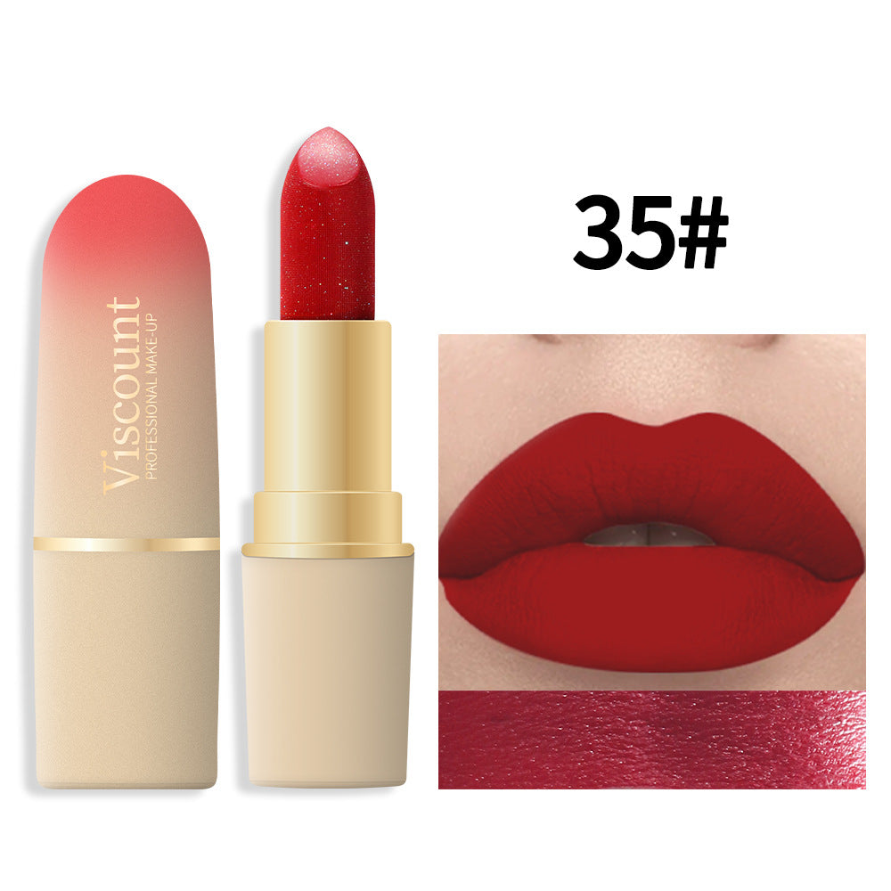 Waterproof And Durable Lipstick Velvet Fine Glitter Matte Lip And Cheek Dual-Use Lipstick