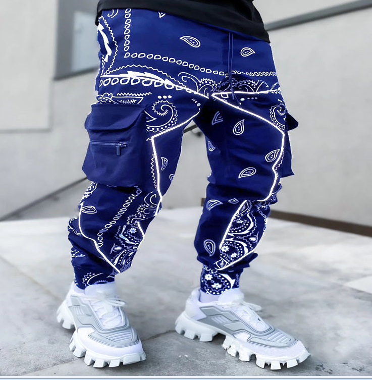 Men's European and American casual pants sports pants trousers multi-pocket overalls