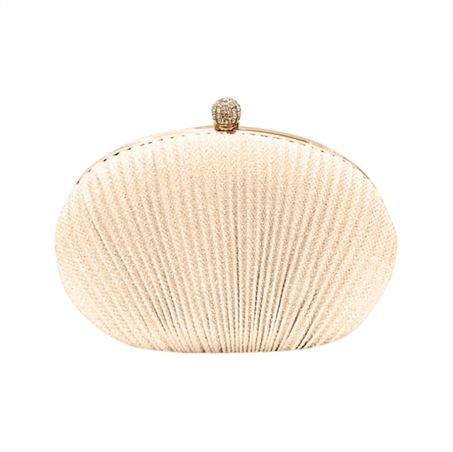 Women  Evening Bag Shell Simple Handbag Solid color Party Sparkly Clutch Pleated Handbag kadın Canta Sac Cuir Femme Bolso Mujer