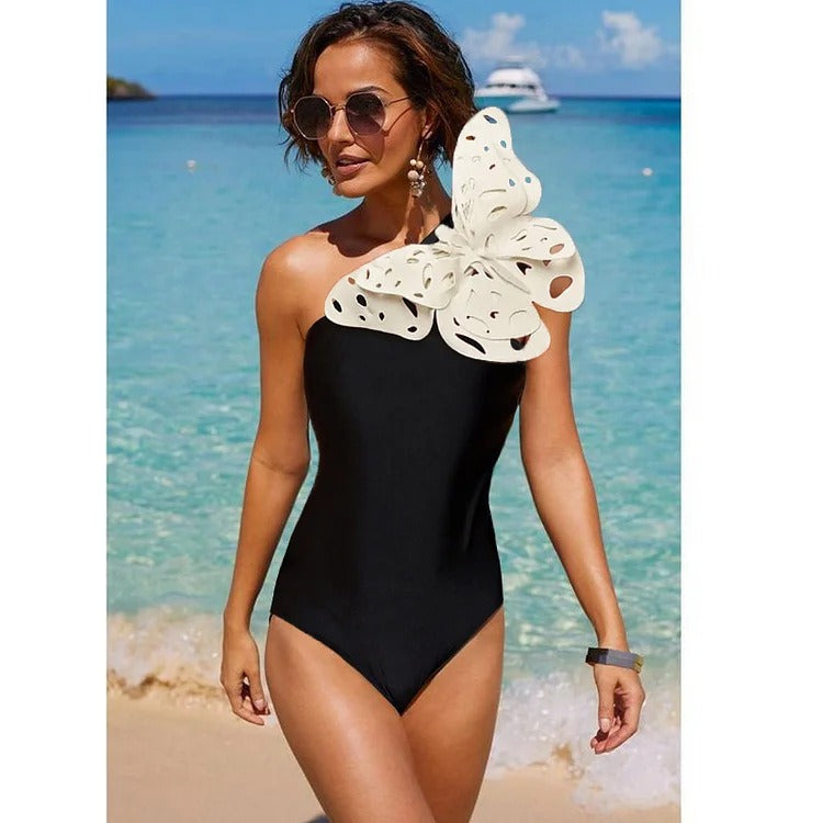 3D butterfly decorative one-piece swimsuit for women