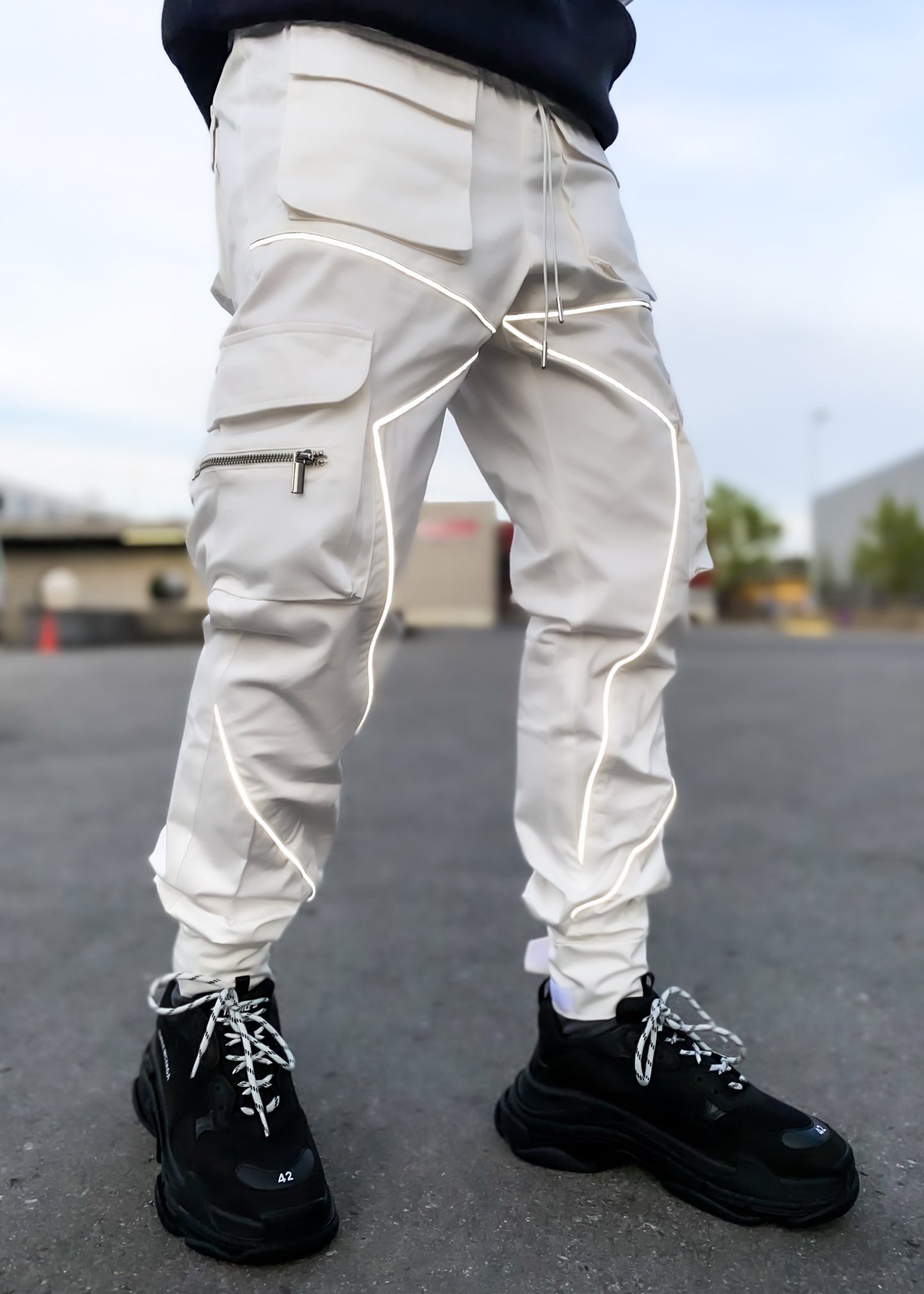 Spring and autumn new casual pants male Korean version of the trendy brand multi-bag overalls loose straight-leg pants outdoor running trousers