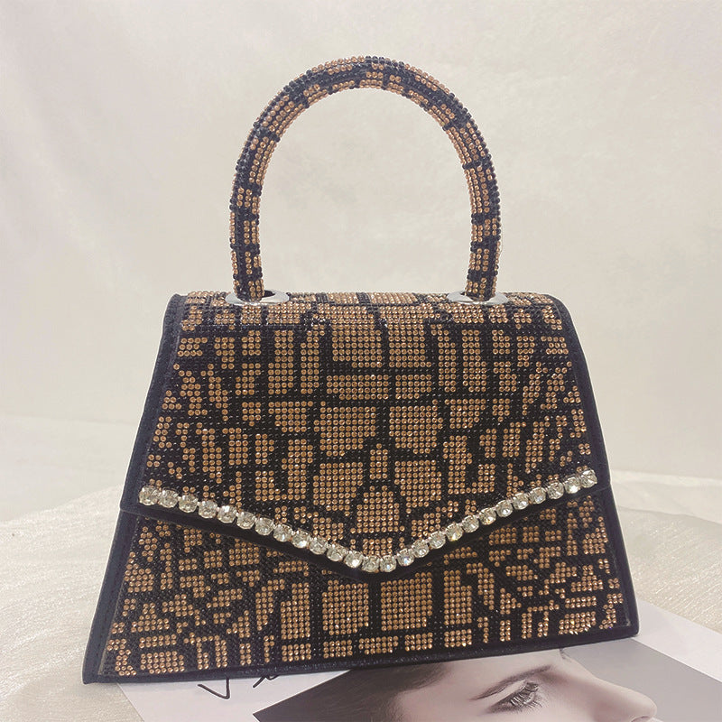 Colorful Rhinestone Bag New Portable Small Square Bag Crocodile Pattern Messenger Diamond Bag