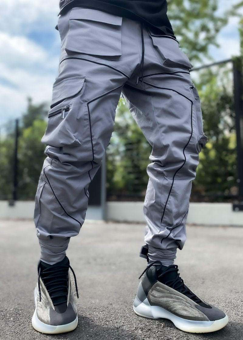 Spring and autumn new casual pants male Korean version of the trendy brand multi-bag overalls loose straight-leg pants outdoor running trousers