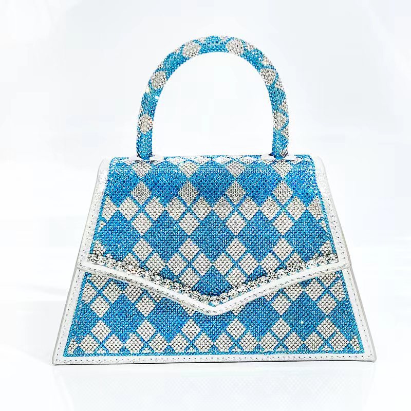 Colorful Rhinestone Bag New Portable Small Square Bag Crocodile Pattern Messenger Diamond Bag