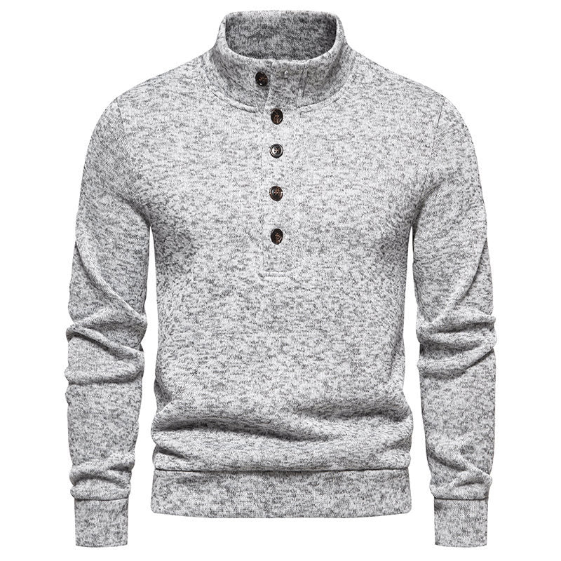 Men's Turtleneck Buttons Pullover Casual Loose