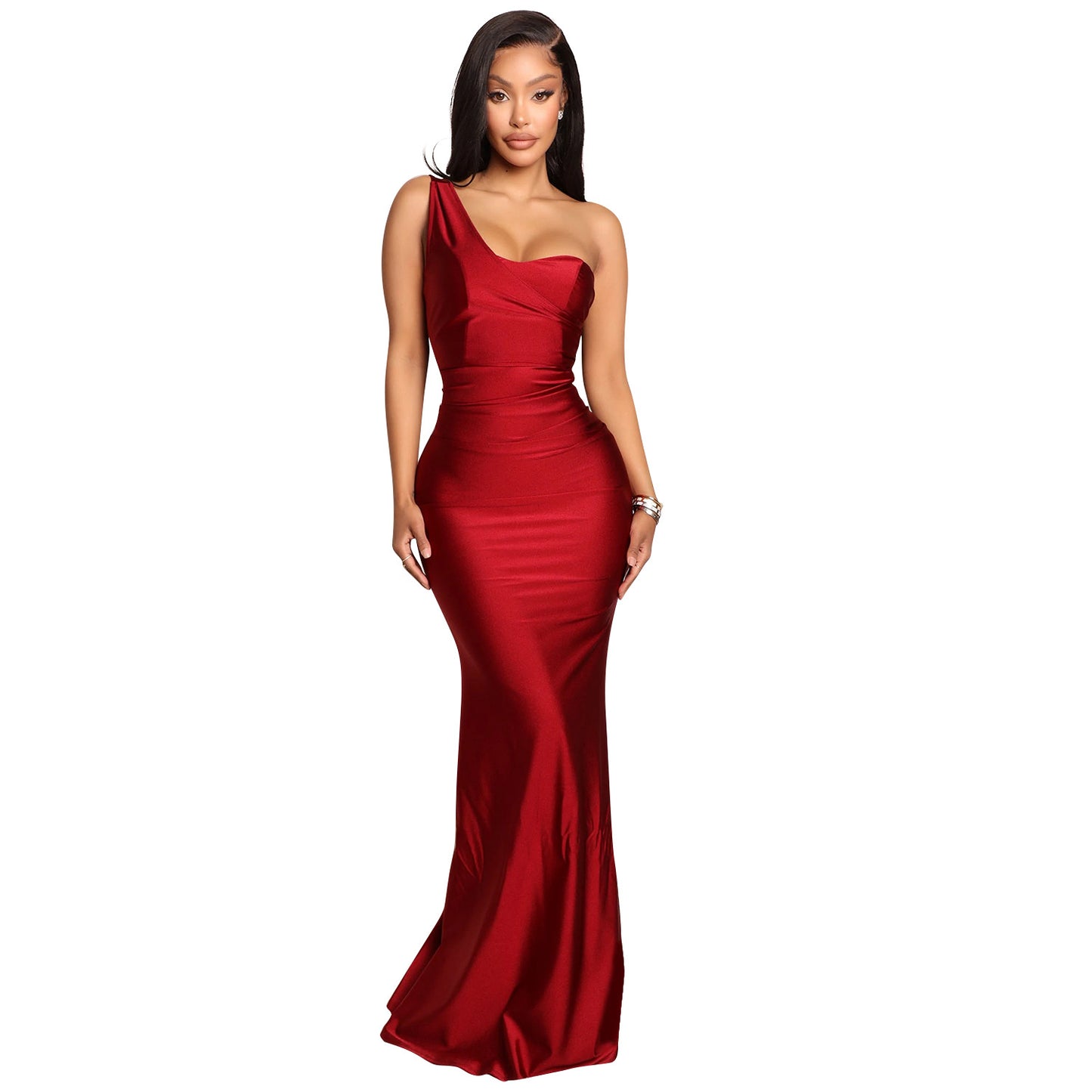 Women's Fashion One-shoulder Long Dress