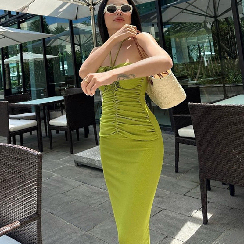 Women's Fashion Casual Sling Backless Long Dress