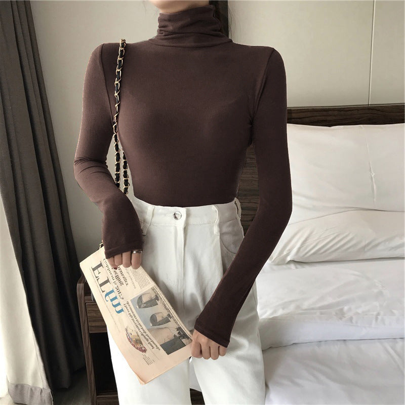 All-matching Solid Color Turtleneck Bottoming Shirt Women's Slim-fit Long Sleeve