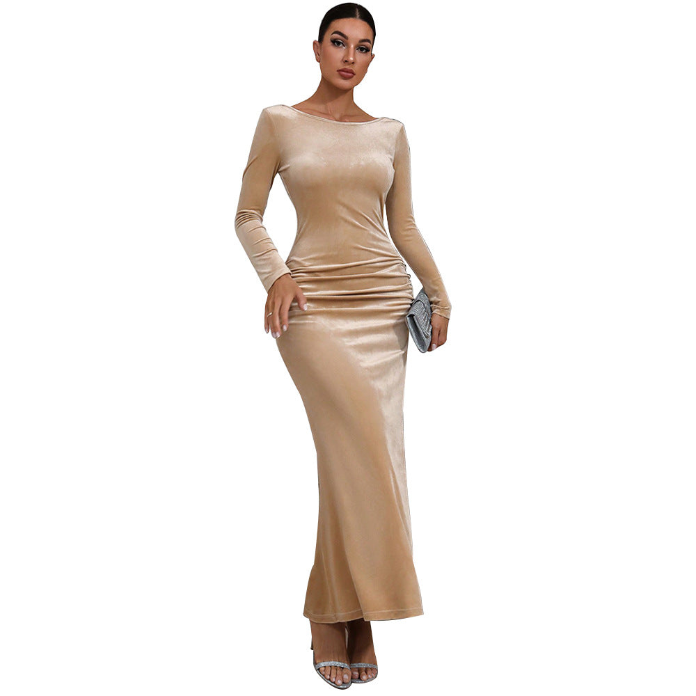 Women's Slim Fit Sheath Long Solid Color Dress