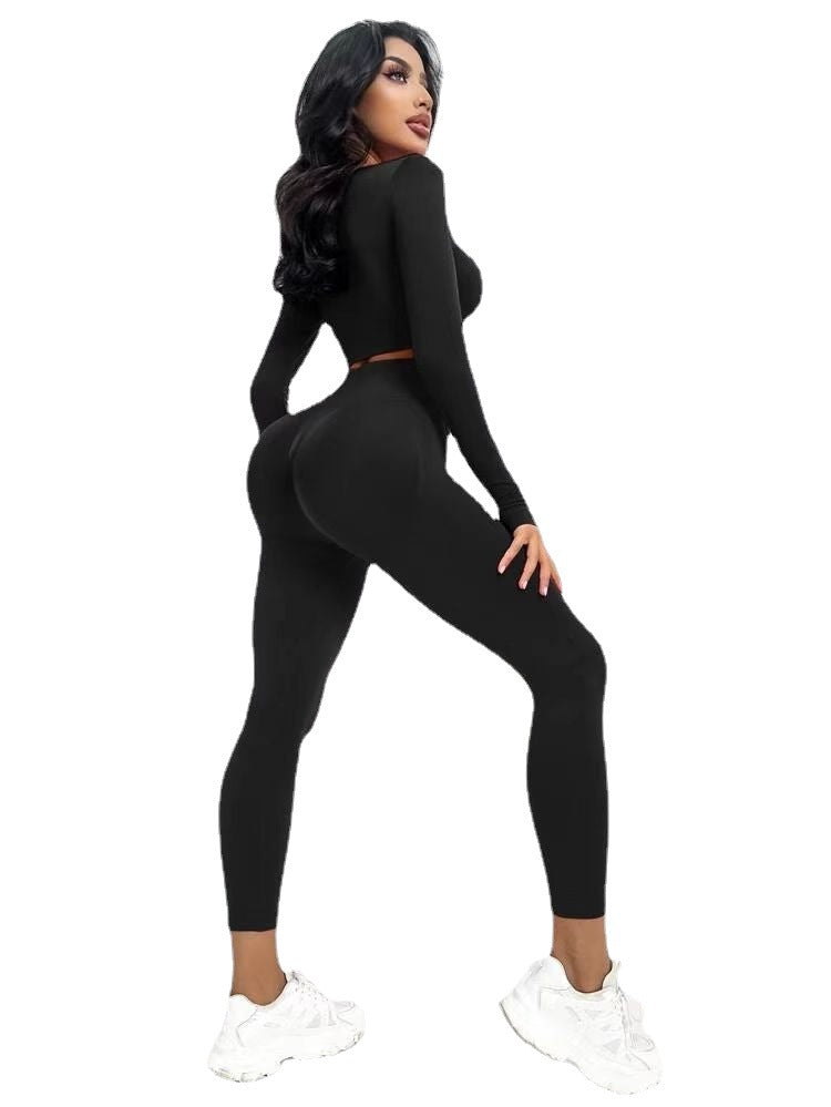 European And American Seamless Peach Hip Raise Long Sleeve